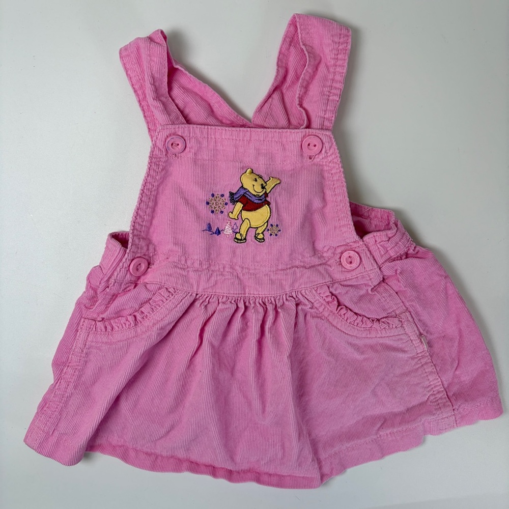 Disney Baby Winnie the‎ Pooh Corduroy Overall Dress 0-3M Skirtall 2010 Winter